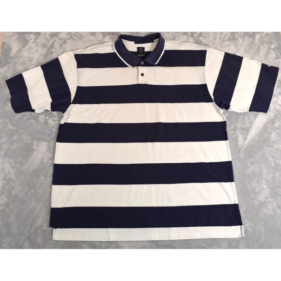 Nike Other - Nike Rugby Style Polo Shirt Mens XL Colorblock Striped Navy Blue & White